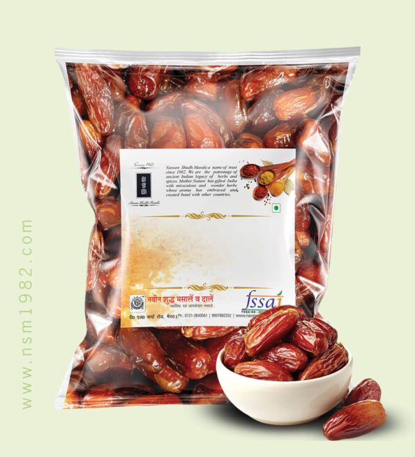 Khajoor, also known as dates, are oval-shaped fruits that come from the date palm tree.